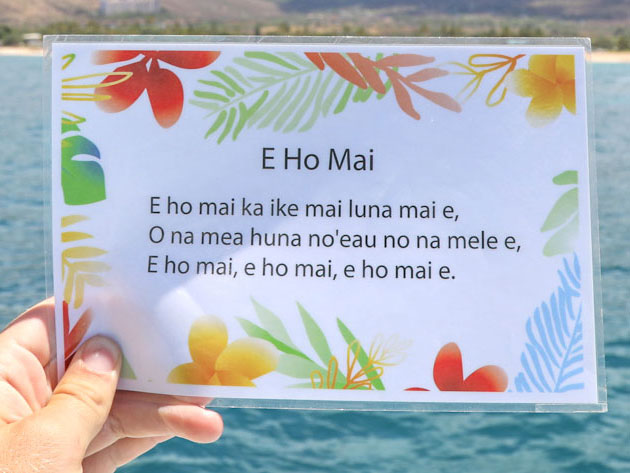 E ho mai chant at Dolphin tour
