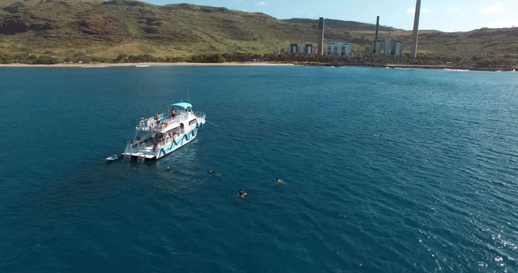 Boat on a blue ocean
