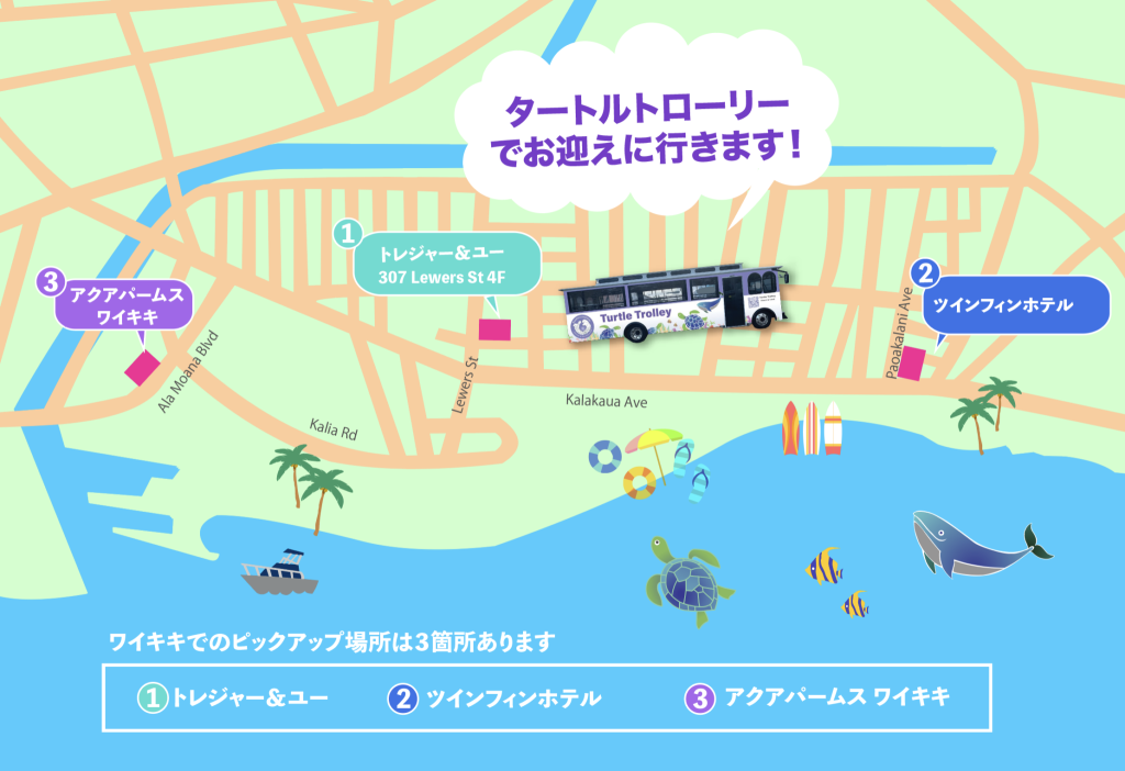 Whale watching tour pick up map